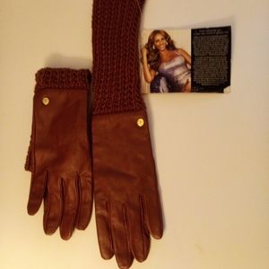 Iman Brown Genuine Leather Gloves
